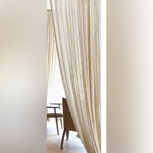 Pottery Barn set of 4 window panels Belgian linen crinkled 47x80” in ivory gauze